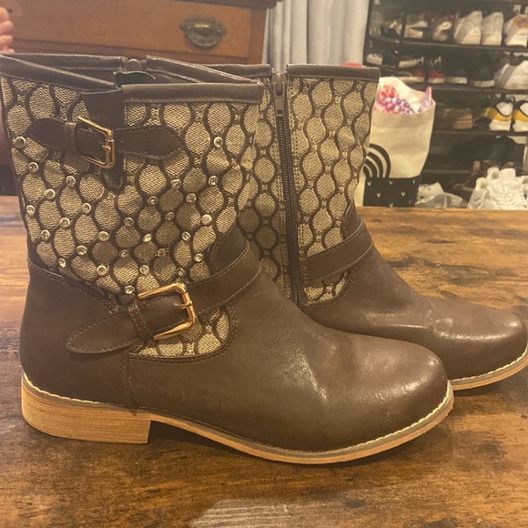 Mi.iM rhinestone brown leather boots - Picture 4 of 4